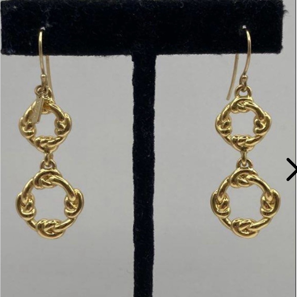 NWOT COACH Gold Double Circle Drop Earrings with COA